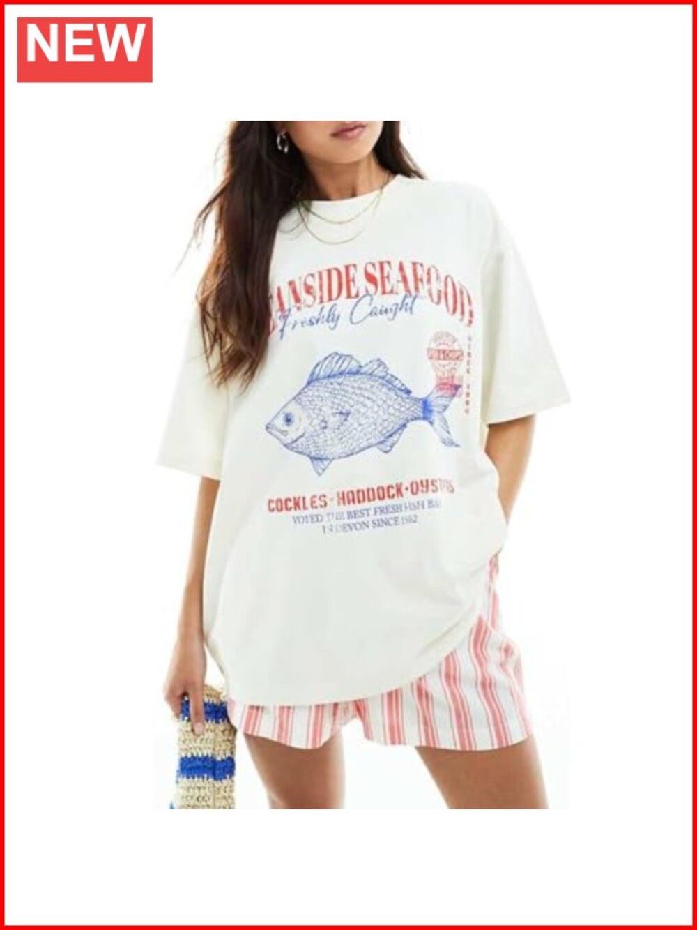 Y2K Oversized Graphic T-Shirt Summer Fish Tee Crew Neck Short Sleeve Loose Fit